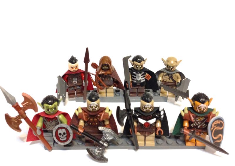 4x Lego Gundabad Orc Hair Pieces Black with Nougat Ears BRAND NEW 6061707 